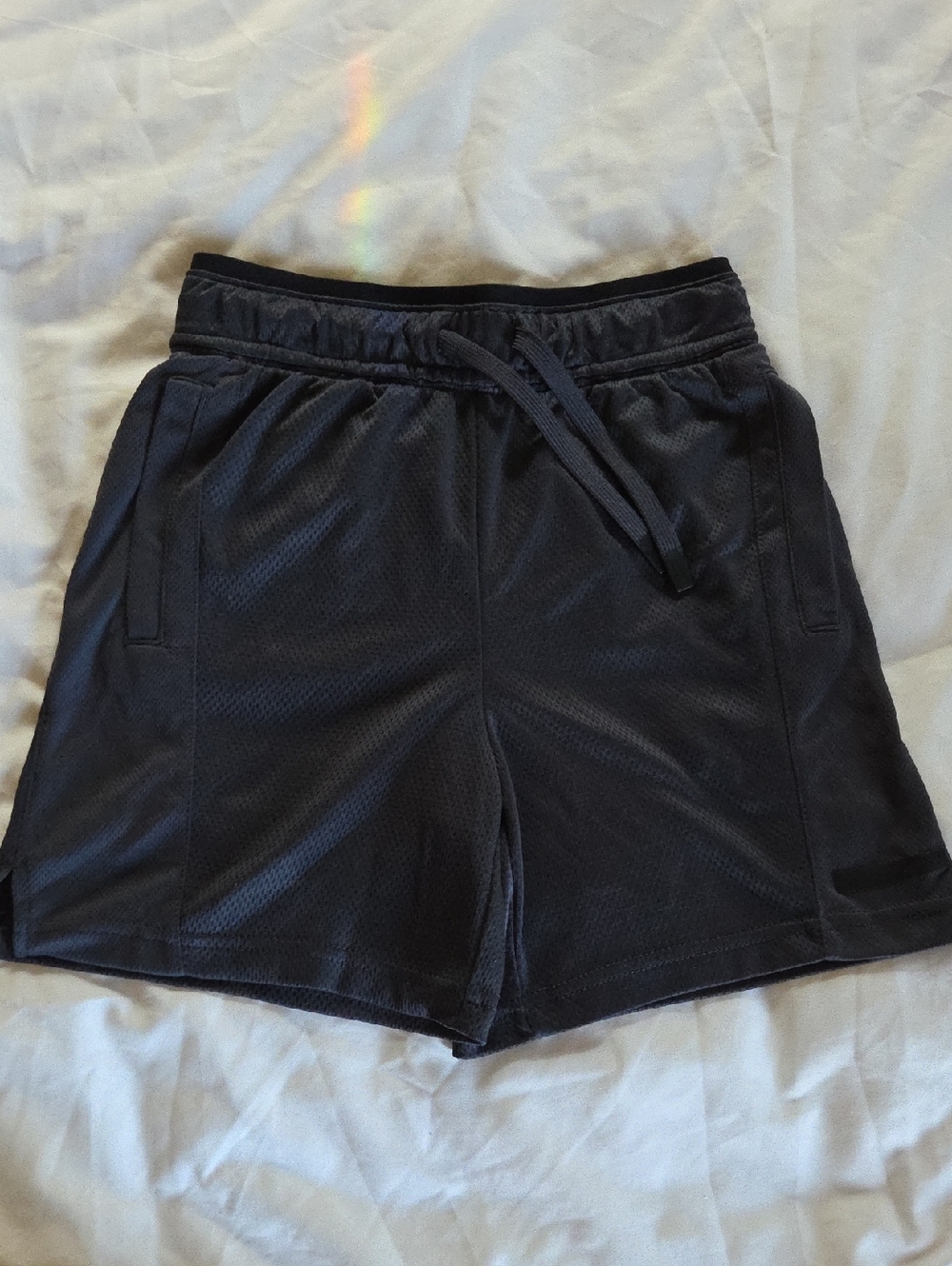 Athletic Works Black Athletic Shorts with Yellow Logo